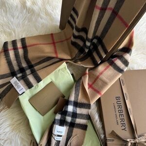 Burberry Beige and Black Checkered Scarf
